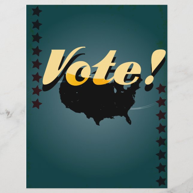 Flyer cartel de votación retro (Frente)