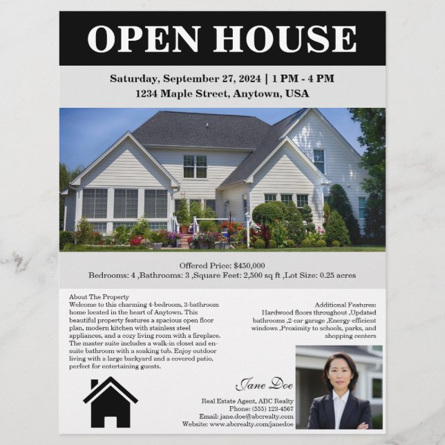Flyer Casa Abierta de Bienes Raíces (Frente)