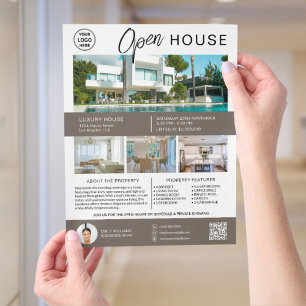 Flyer Casa abierta de bienes raíces logotipo personaliza