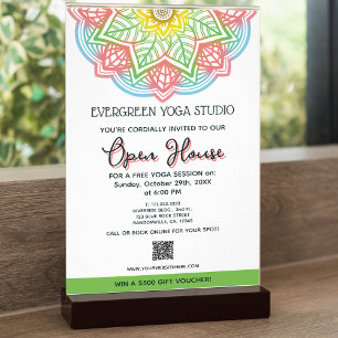 Flyer Casa abierta de estudio de yoga de flores de Retro