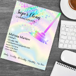 Flyer Casa de limpieza de empleadas domésticas Sparkling<br><div class="desc">Tarjeta de presentación del Holograma espumoso de la casa de limpieza de empleados</div>