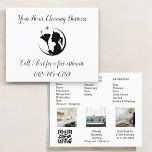 Flyer Casa de limpieza de empleados domésticos QR Código<br><div class="desc">Tarjeta de visita "Servicio de limpieza de empleados" que incluye un código QR para un acceso conveniente al servicio. Un diseño espumoso y eficaz,  perfecto para conectar a los clientes directamente con las opciones de reserva,  información y contacto a través de un rápido escaneo.</div>