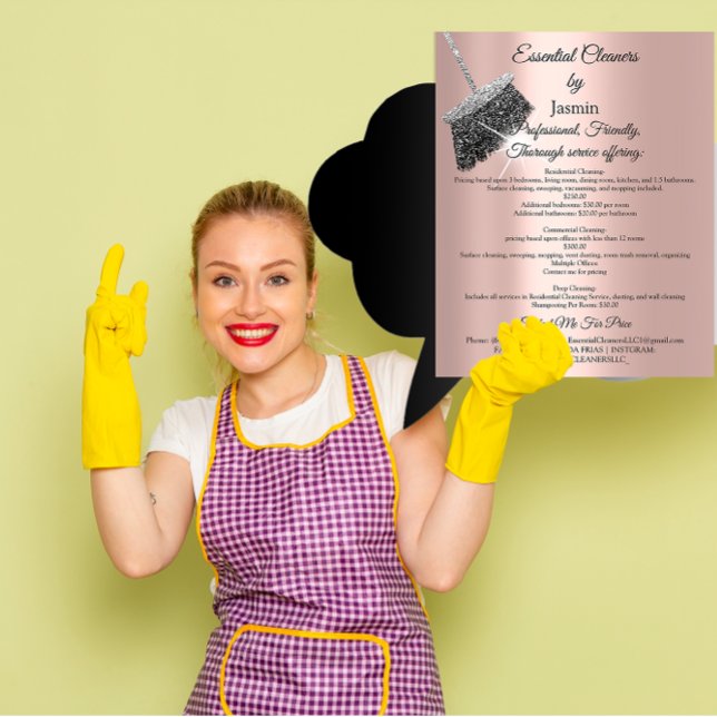 Flyer Casa de servicios de limpieza de clase que mantien (Classy Cleaning Services House Keeping Rose Silver Flyer)