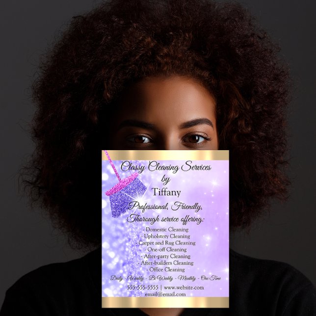 Flyer Casa de servicios de limpieza de clase que mantien (Classy Cleaning Services House Keeping Purple Flyer )