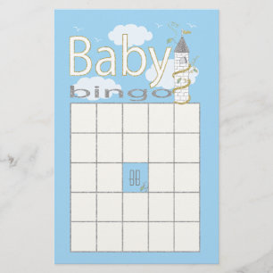 Flyer "Castillo Purpurinoso" BINGO de Baby Shower