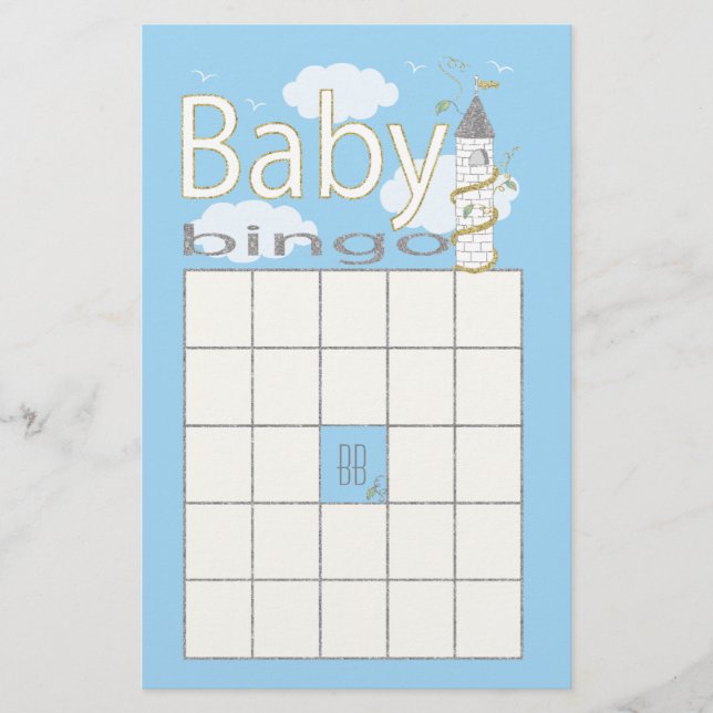 Flyer "Castillo Purpurinoso" BINGO de Baby Shower (Frente)