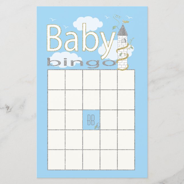 Flyer "Castillo Purpurinoso" BINGO de Baby Shower (Frente)