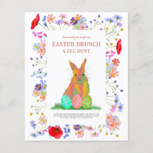 Flyer Caza de Huevos de Pascua Brunch de Primavera Conej