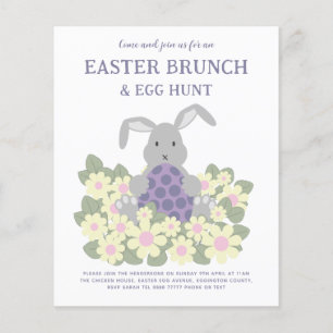 Flyer Caza de huevos de Pascua y Brunch dulce Bunny Flor