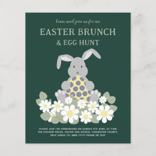 Flyer Caza de huevos de Pascua y Brunch dulce Bunny Flor