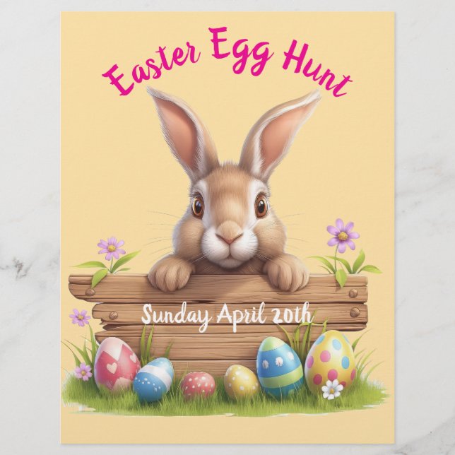 Flyer Caza de huevos de Semana Santa para conejitos de P (Frente)