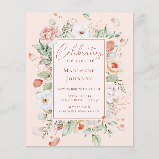 Flyer Celebración de la Vida en Monumento Floral Presupu (Frente)