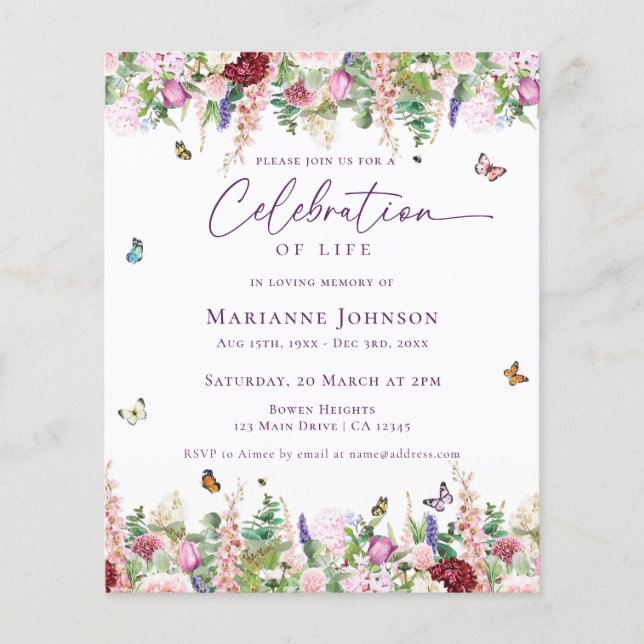 Flyer Celebración de la vida por las mariposas florales  (Frente)