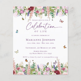 Flyer Celebración de la vida por las mariposas florales 