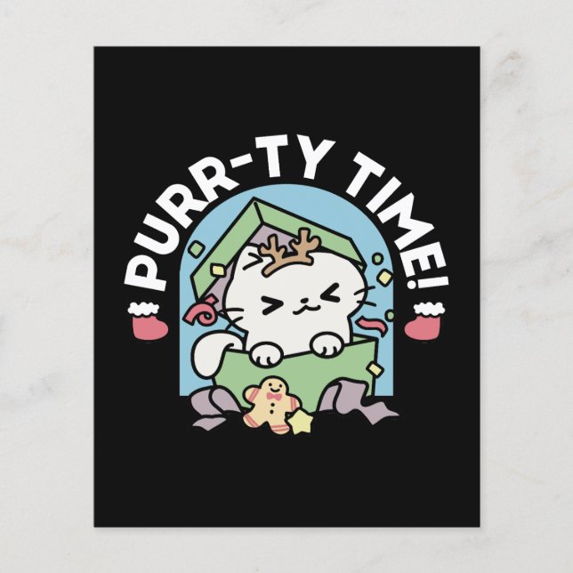 Flyer Celebración de los navidades con un gato moro (Frente)