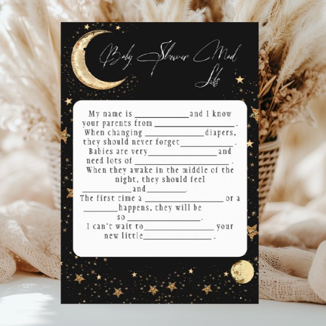 Flyer Celestial Gold Black Mad Libs para Baby Shower (Subido por el creador)