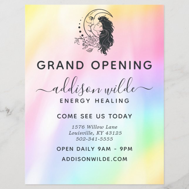 Flyer Celestial Mystic Moon Goddess Rainbow Business (Frente)