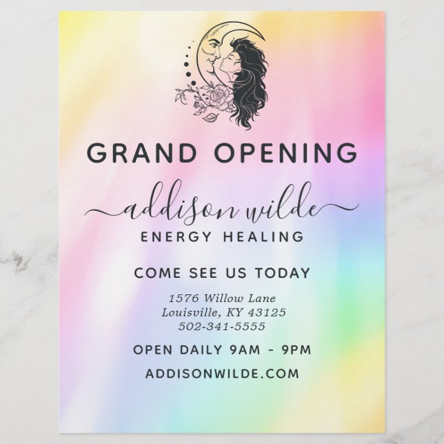 Flyer Celestial Mystic Moon Goddess Rainbow Business (Frente)