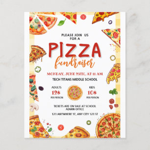 Flyer Cena de Pizza para Recaudación de Fondos Escolares