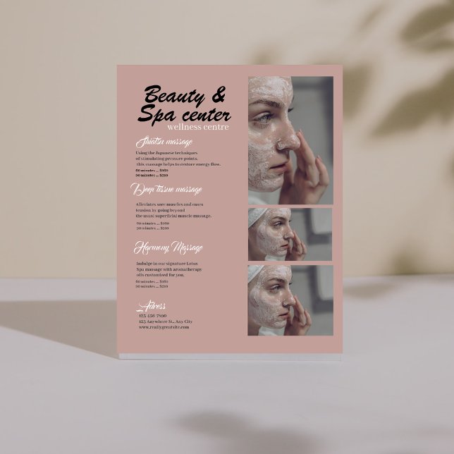 Flyer Centro de Belleza Spa Simple Blanco y Rosa Negro (Pink and Black White Simple Spa Beauty Center Flyer
)