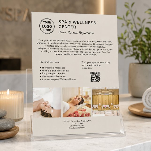 Flyer Centro de Bienestar de Spa Moderno Promocional de  (Modern Spa Wellness Center Promotional Business Flyer)