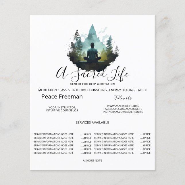 Flyer Centro Interior | Meditación en el Bosque (Frente)