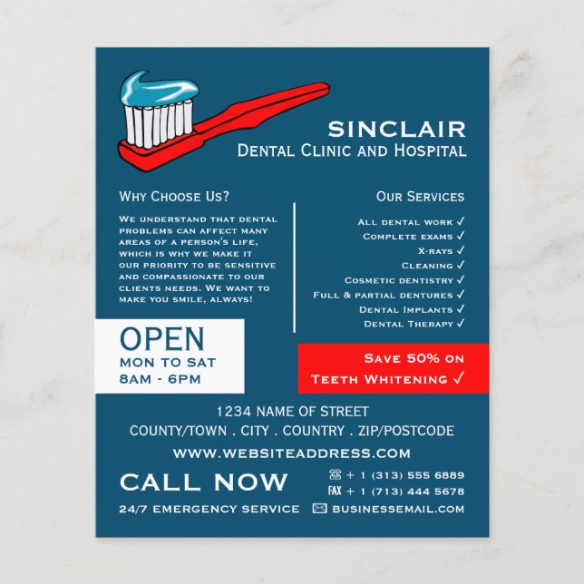 Flyer Cepillo de dientes y pasta dental, química, anunci (Frente)