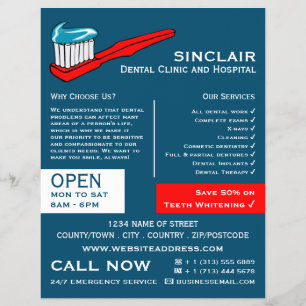 Flyer Cepillo de dientes y pasta dental, química, anunci