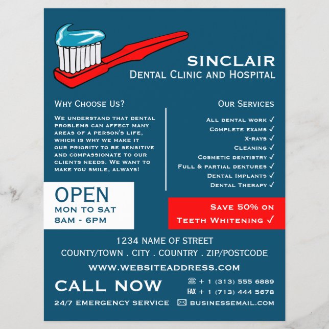 Flyer Cepillo de dientes y pasta dental, química, anunci (Frente)