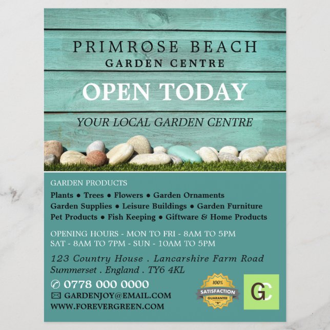 Flyer Cerca Teal, Centro de Jardinería, Horticultor (Frente)