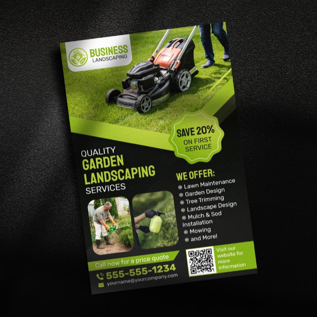Flyer Cercanías verdes y negras de cultivo de césped (Subido por el creador)