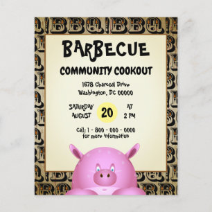 Flyer Cerdo Personalizado rosa sudoroso   Barbacoa