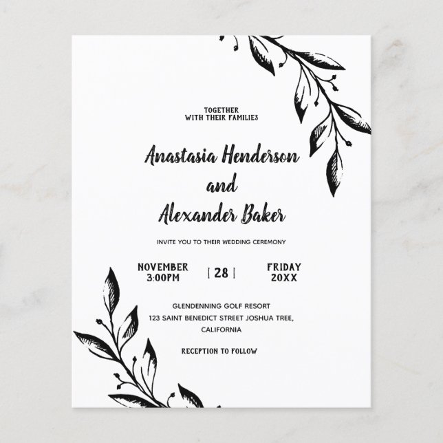 Flyer Ceremonia clásica de la invitación al boda. (Frente)