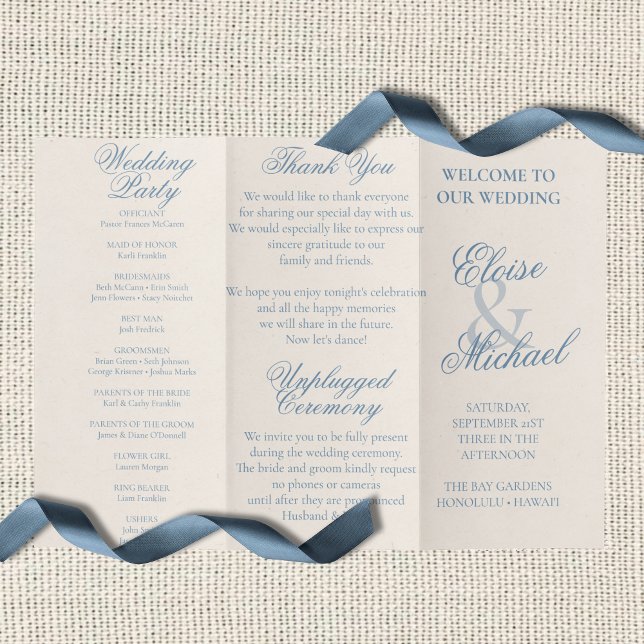 Flyer Ceremonia de Boda con Patrón Náutico de Inodoro Co (Coastal Toile Nautical Pattern Wedding Ceremony Flyer)
