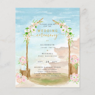 Flyer Ceremonia de Boda costero de BUDGET Beach Invitan