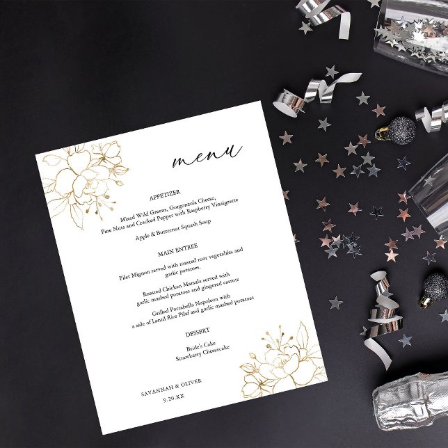 Flyer Ceremonia de Boda floral con lluvia de oro - Blanc (Subido por el creador)