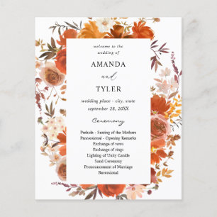 Flyer Ceremonia de Boda floral Naranja y rojo de presupu
