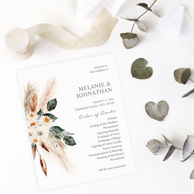 Flyer Ceremonia de Bodas pequeños y florales del Boho de (Subido por el creador)