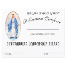 Certificado católico de la escuela del premio al