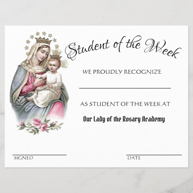 Flyer Certificado católico de la escuela del premio al (Frente)