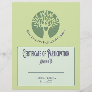 Flyer Certificado de amor de árbol familiar de participa