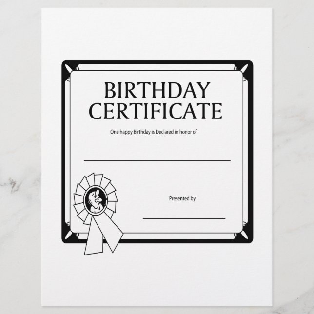Flyer Certificado de cumpleaños (Frente)