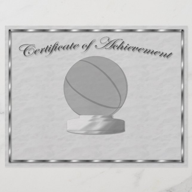 Flyer Certificado de éxito de baloncesto plateado (Frente)