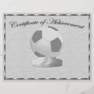 Flyer Certificado de éxito de fútbol plateado
