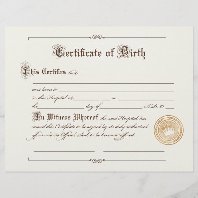 Flyer Certificado de nacimiento (Frente)