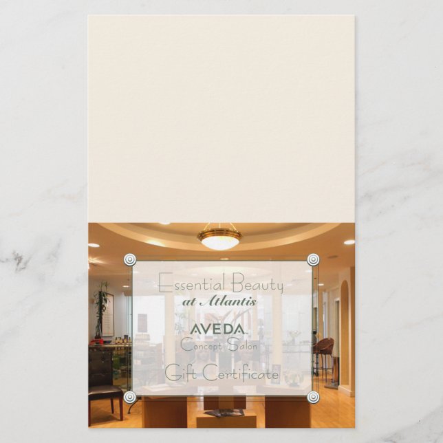 Flyer Certificado de regalo de fotografía de salón (pleg (Frente)