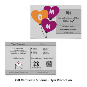 Flyer Certificado de Regalo y Promoción de Bonificación 