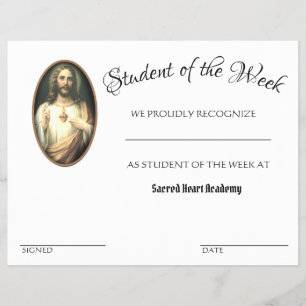 Flyer Certificado escolar de Premio Católico al Logro