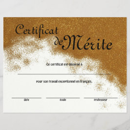 Flyer Certificado genérico de excelencia de clase france