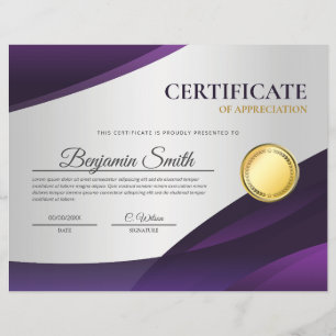 Flyer Certificado Morado de Reconocimiento Premio